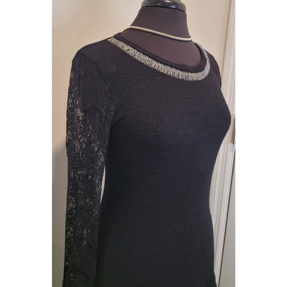 VTG Vanity Black Lace Sleeve Top M Gothic Fairycore